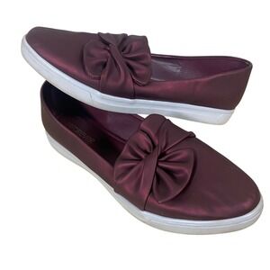 Free People Women's Burgundy Slip On Shoes Bow Detail Sneakers US size 9.5